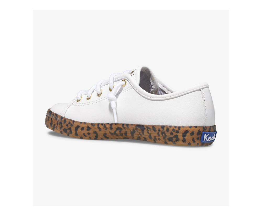 Keds Kids Sneakers White - Kickstart Leopard Foxing - 785MDGKLJ